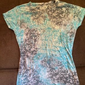 Laguna Beach California Burnout Fitted Cap Sleeve Tee